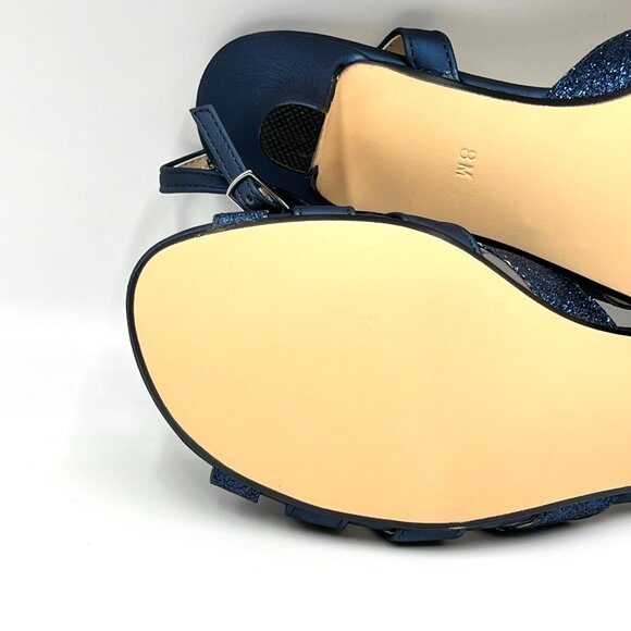 Touch Ups Womens Size 8 Jane Sparkly Blue Kitten Low Heels Dress‎ Sandals Shoes - Picture 9 of 12